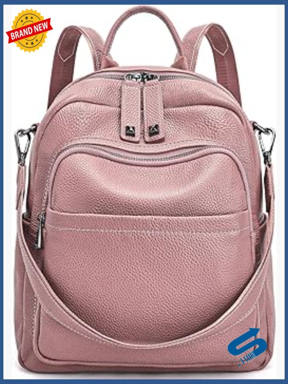 Genuine Leather Convertible Backpack Purse - Anti Theft Travel Bag
